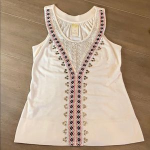 Cotton tank with black, red and silver detail